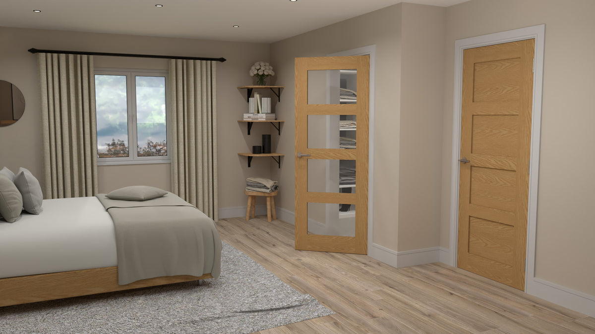 Doors2Floor Shaker 4P Unfinished Oak Glazed FSC - 354PSGUNX