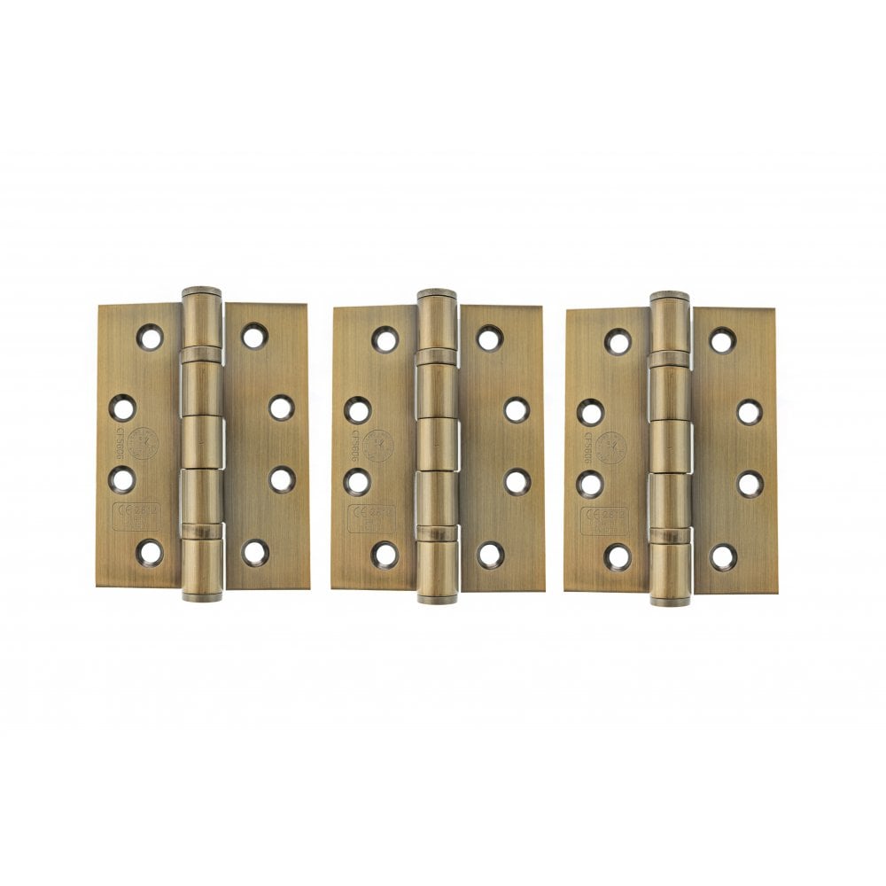 Atlantic UK Hardware Atlantic Ball Bearing Hinges Grade 13 Fire Rated 4"x3"x3mm Antique Brass AH1433AB(3) (SET OF 3)