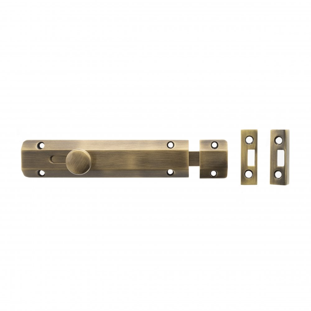 Atlantic UK Hardware Atlantic Solid Brass Surface Door Bolt 6" Antique Brass ASB6AB