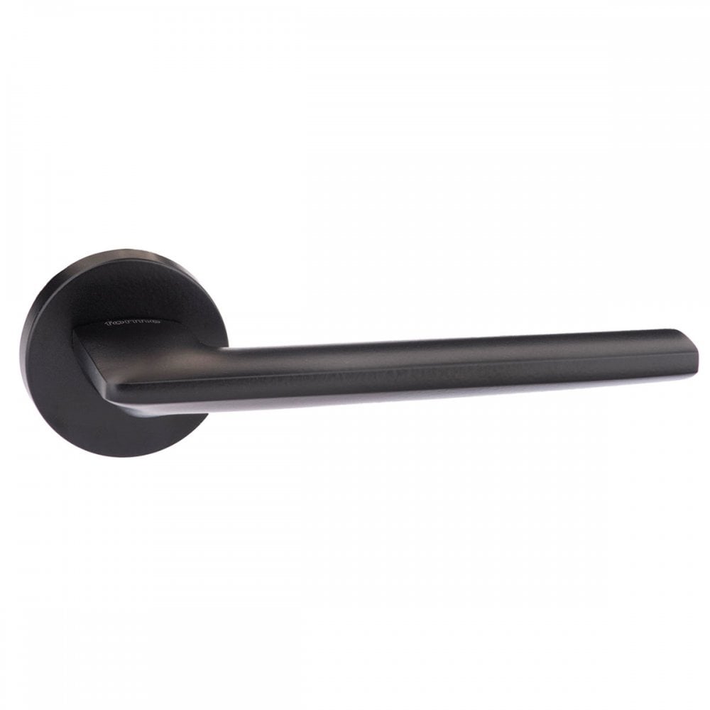 Atlantic UK Hardware Matt Black Forme Boston Designer Lever on Minimal Round Rose FMR422MB