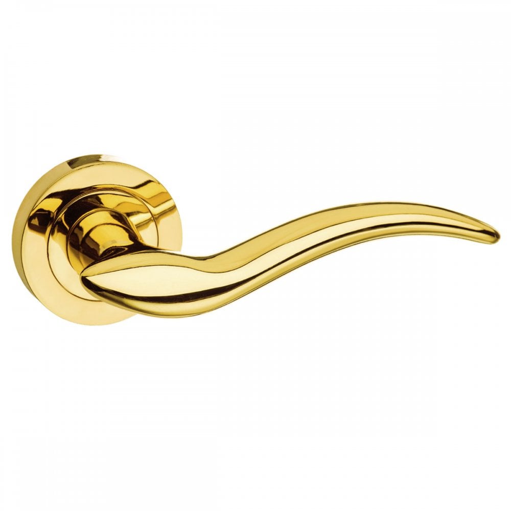 Atlantic UK Hardware Polished Brass Mediterranean Barcelona Lever on Round Rose M86BP