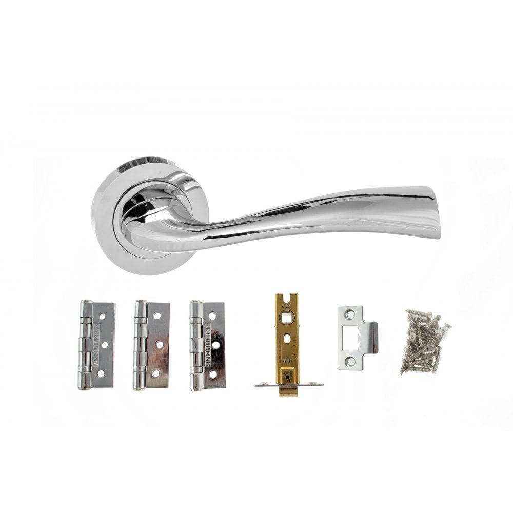 Atlantic UK Hardware Polished Chrome Atlantic Wave Dorpac (2.5″ Latch + 3″x2″ Hinges x3) ADPECO30PC25