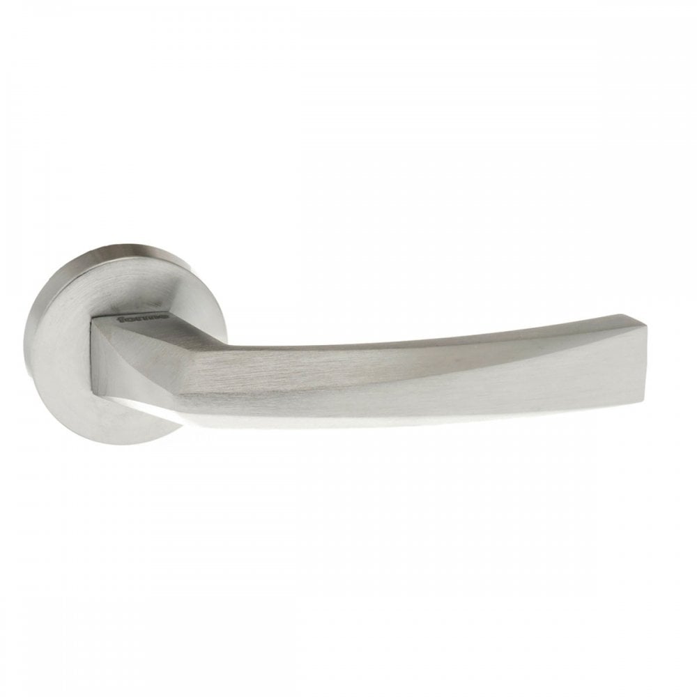 Atlantic UK Hardware Satin Chrome Forme Crystal Designer Lever on Minimal Round Rose FMR268SC