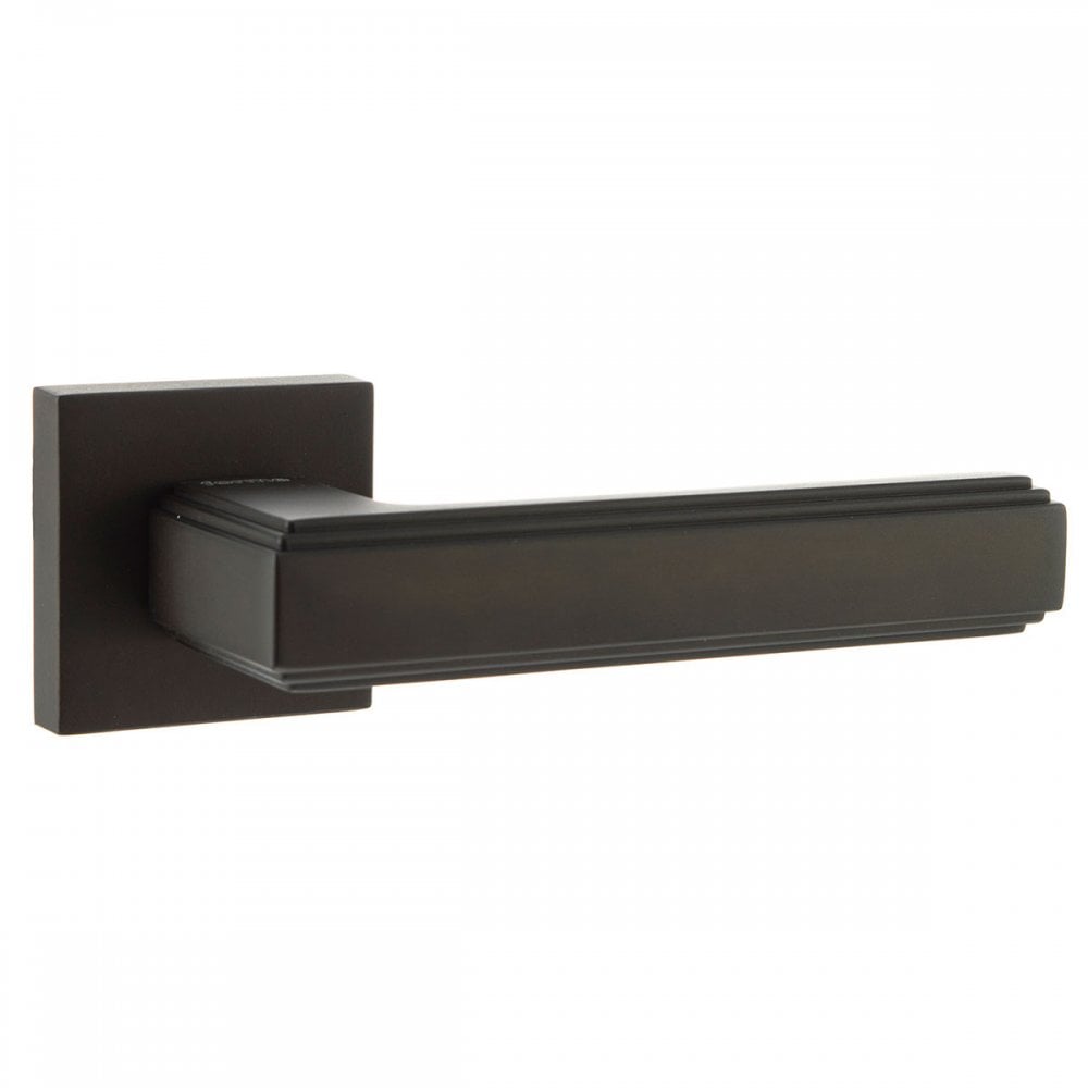 Atlantic UK Hardware Urban Dark Bronze Forme Alila Designer Lever on Minimal Square Rose FMS293UDB