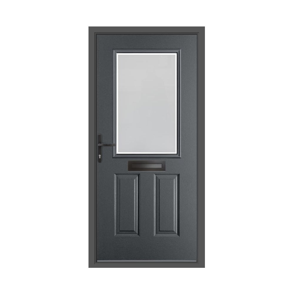 BCD slate grey composite lever handle door with slate grey frame 870 x 2057mm