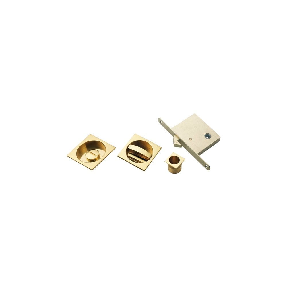 Carlisle Brass Polished Brass Sliding Door Set on Square Rose ART55BQ