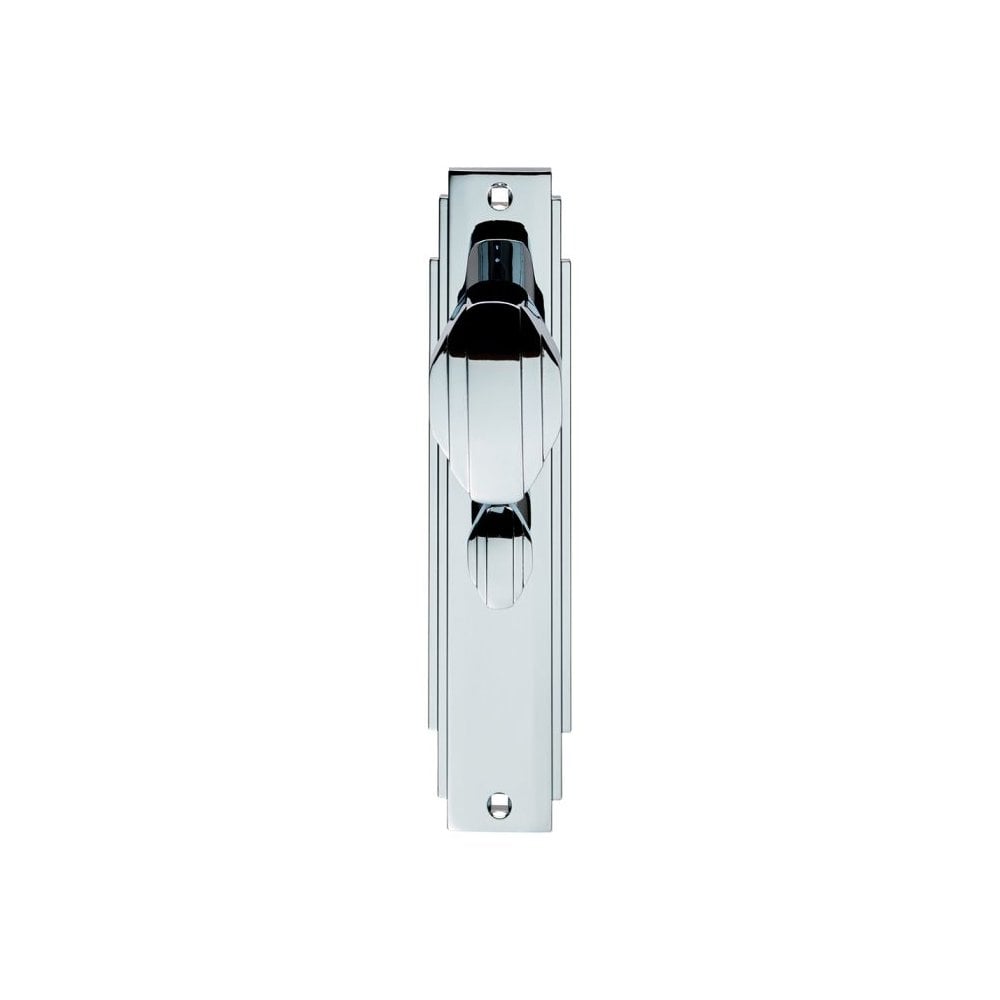 Carlisle Brass Polished Chrome Art Deco Knob On Backplate With Bathroom Profile ADR023CP