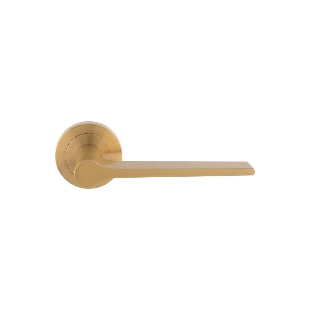 Carlisle Brass Satin Brass Velino Lever On Round Rose EUL020SB