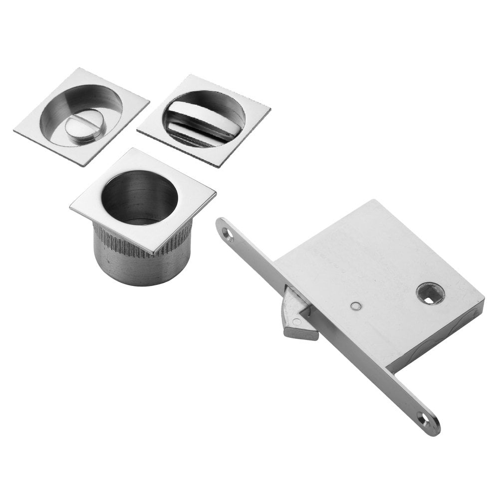Carlisle Brass Satin Chrome Sliding Door Set on Square Rose ART55BQSC