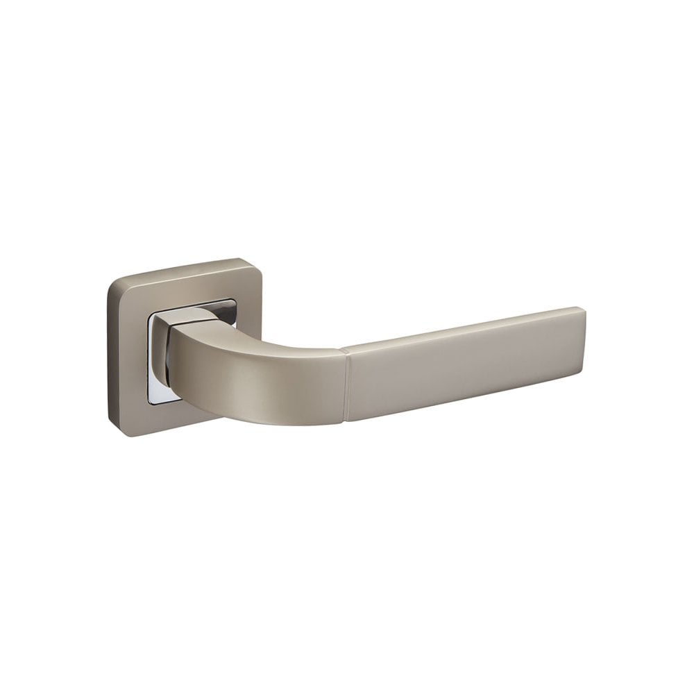D2F ACCESSORIES Modern Door Handles on Square Rose with Duo Satin Chrome Finish F3510DSC