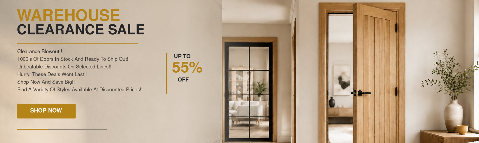 Warehouse Clearance Sale - up to 55% off selected lines, 1000s of doors in stock