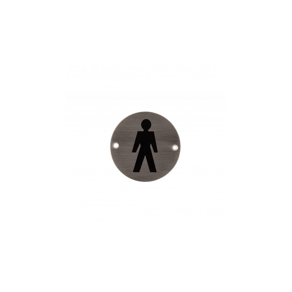 Deanta 3.0" Round Steel Male Pictogram Sign DHSNMEMLSQ