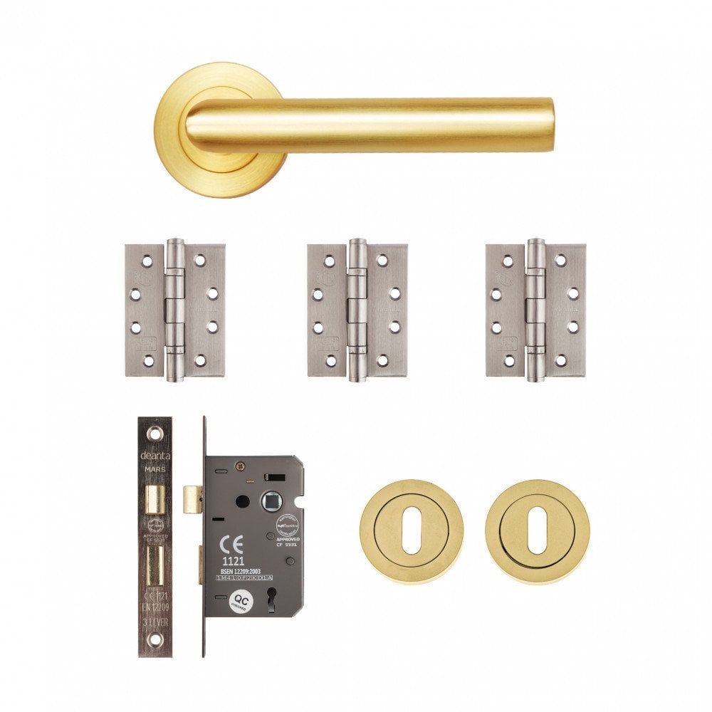 Deanta Ares Mortice Kit Satin Brass Handle AREMOK
