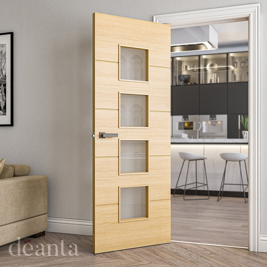 Deanta Augusta Fully Finished Internal Oak Door with Clear Glass 35AUGGXFSC, view 2
