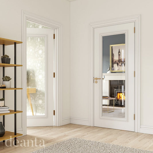 Deanta Blenheim White Primed Internal Door With Bevelled Glaze 35BLEGWHPFSC