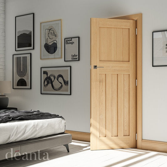 Deanta Cambridge Unfinished Internal Oak Door 35CAMBUNX, view 2