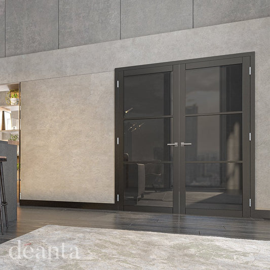 Deanta Camden Fully Finished Internal Black Door with Tinted Glass 35CAMTGBLP