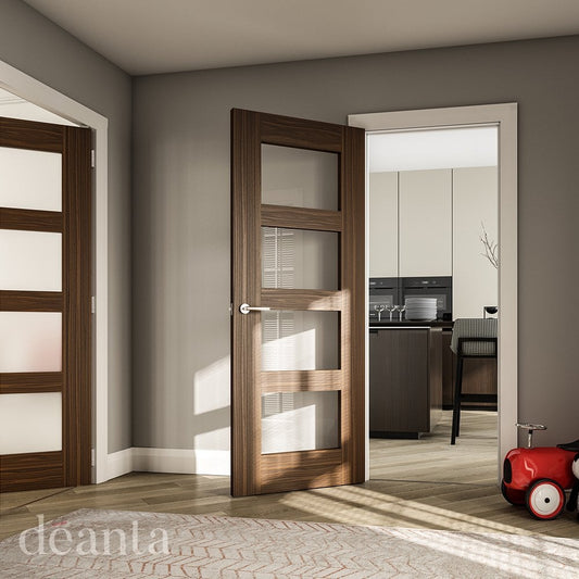 Deanta Coventry Fully Finished Internal Walnut Door with Clear Glass 35HP1WGCXFSC