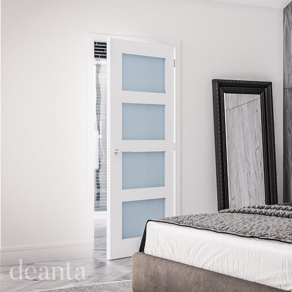 Deanta Coventry White Primed Internal Door with Frosted Glass 35COVGFWH, view 2