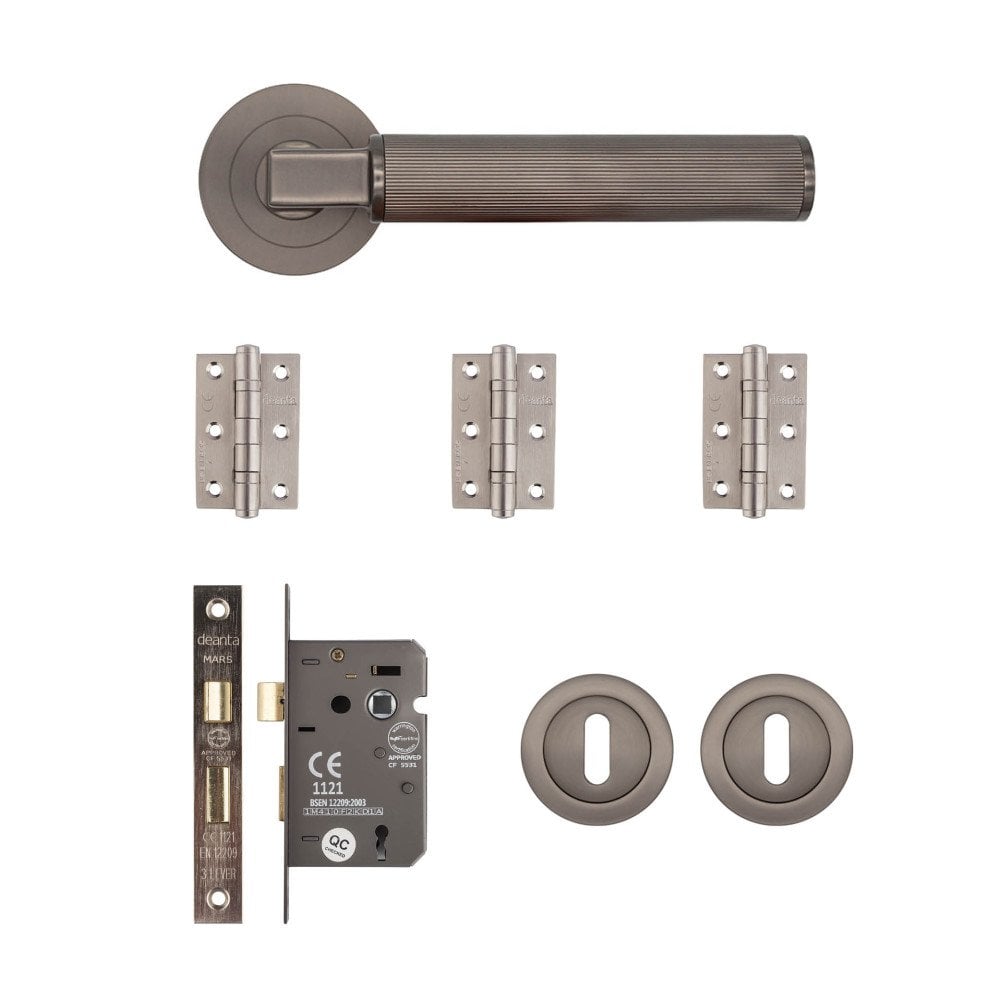 Deanta Delphi Matt Satin Black Nickel Handle Bedroom Pack DELMOKMSB