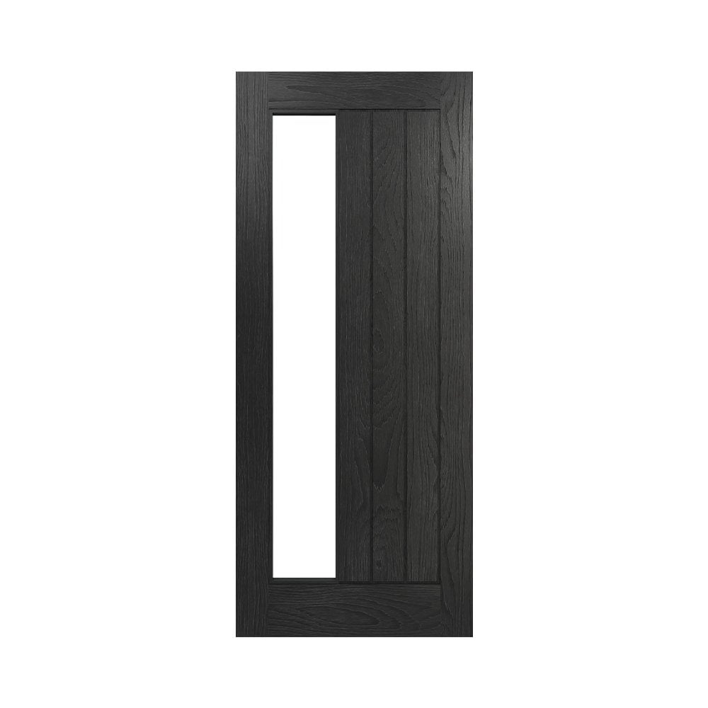 Deanta Ely Brushed Black Internal Oak Glazed 1SL Door 35ELYCGSLBXFSC, view 3
