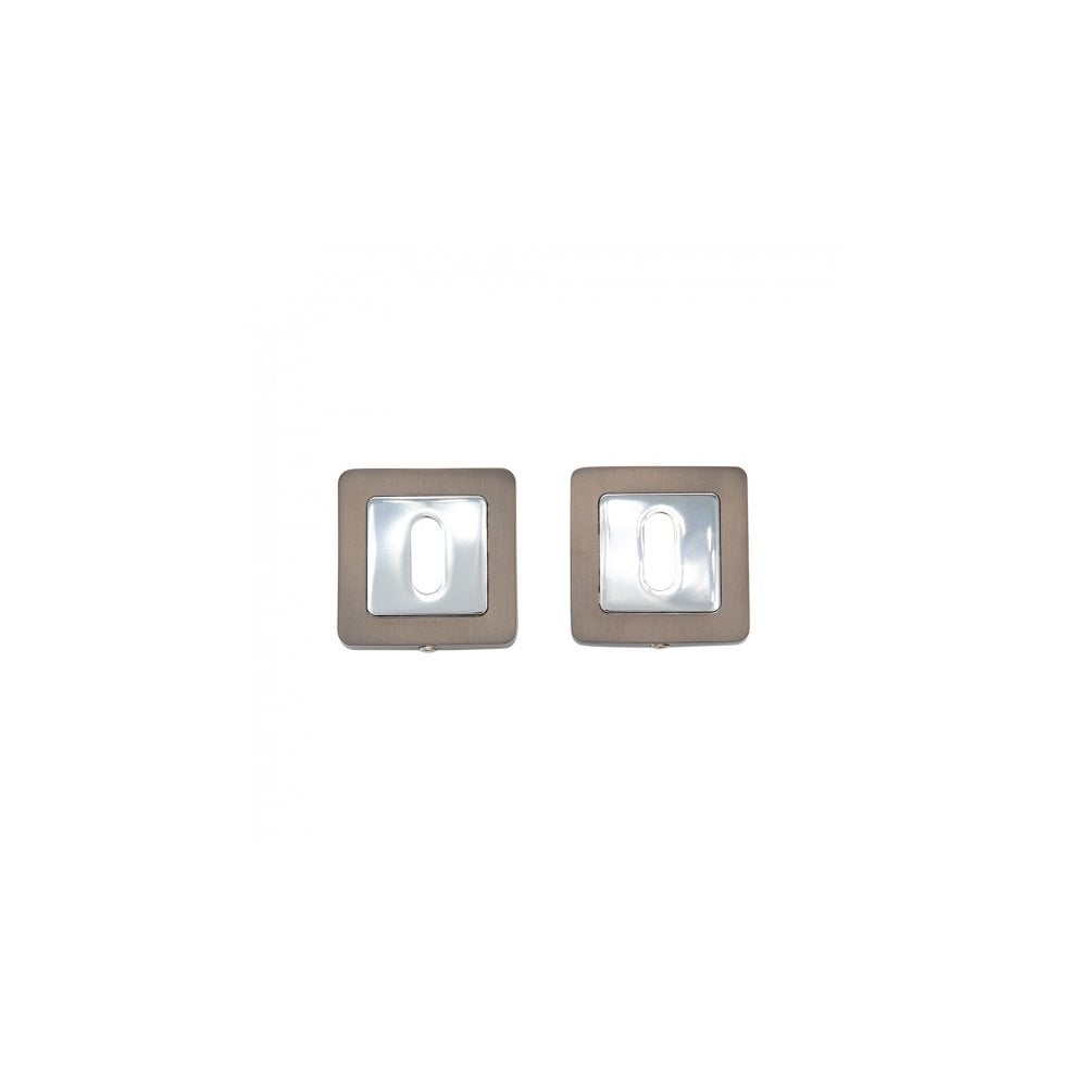 Deanta Escutcheon (Pair) Matt Satin Black/Chrome - Square Rose SQESCSB