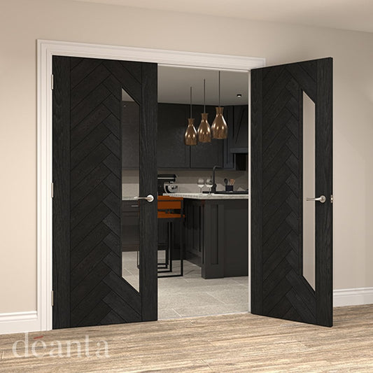 Deanta Fontaine Brushed Black Internal Clear Glass Door 35FONGBX
