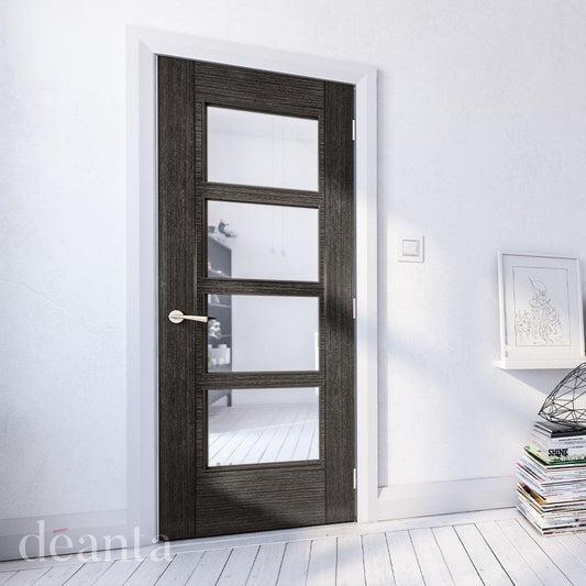 Deanta Montreal Fully Finished Internal Dark Grey Ash Door with Clear Glass 35MONCGGXFSC