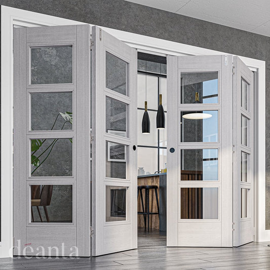 Deanta Montreal Fully Finished Internal Light Grey Ash Door with Clear Glass 35MONGLX/FSC