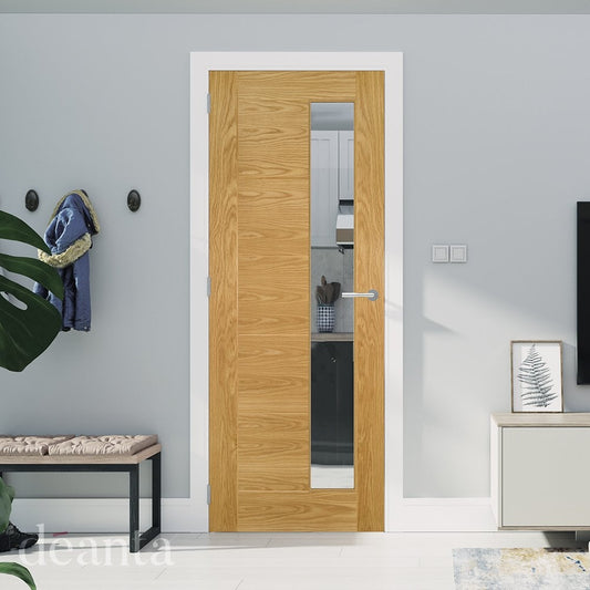 Deanta Seville Fully Finished Internal Oak Door With Side Lite 35SEVCGSLXFSC