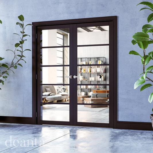 Deanta Shoreditch Fully Finished Internal Black Door with Clear Glass SHOGBLP