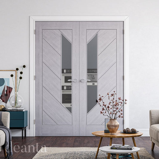 Deanta Torino Fully Finished Internal Light Grey Door with Clear Glass 35TORLGXFSC