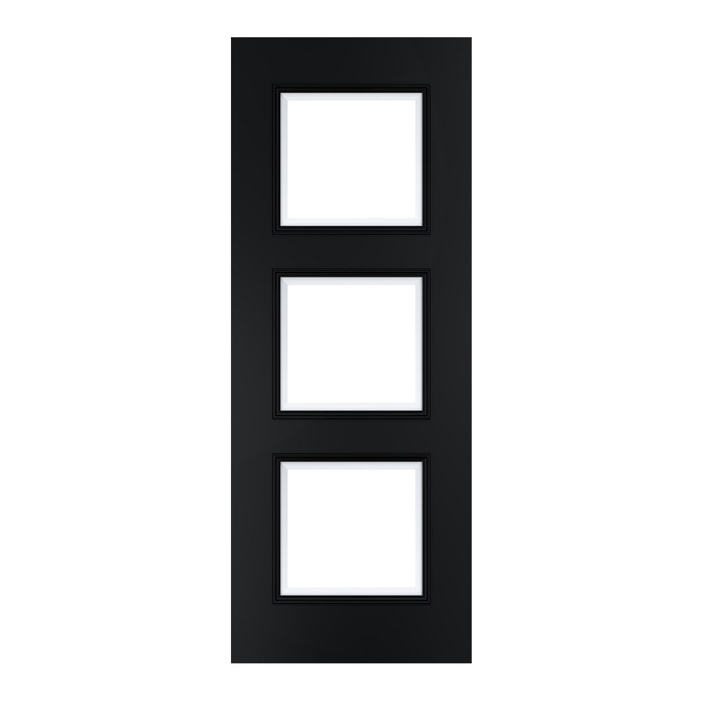 Deanta Trinity Black Fully Finished Bevelled Glazed Internal Door 35TRIG