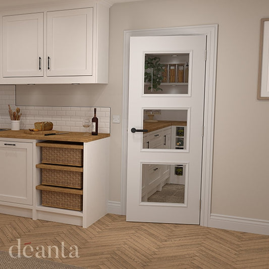 Deanta Trinity White Primed Bevelled Glazed Internal Door 35TRIGWHP