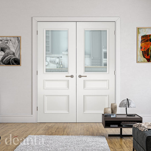 Deanta Windsor White Primed Internal Door with Clear Bevelled Glass 40WINGWHP