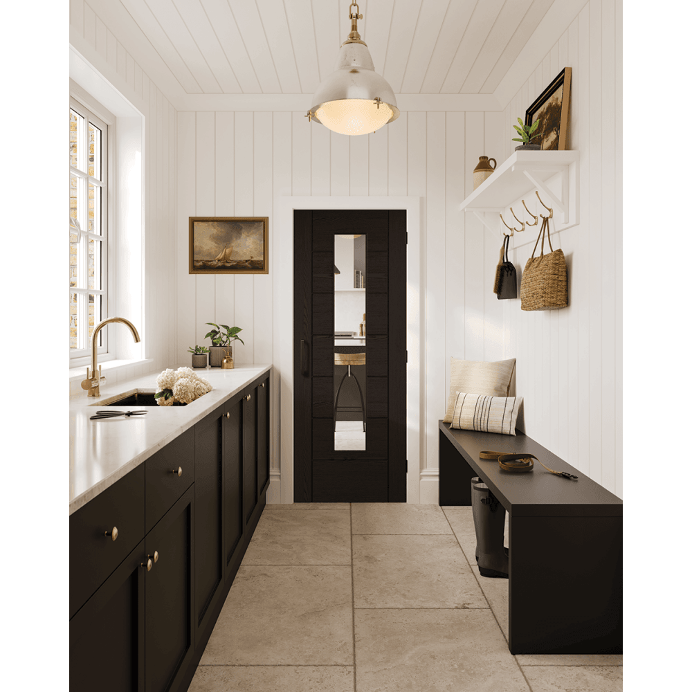 Doors2Floors Arctic Fully Finished Black Laminated Glazed Door LAMBLKLINGL