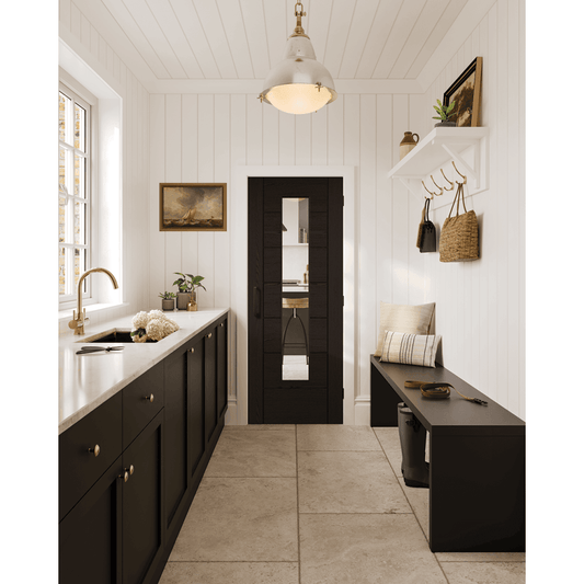 Doors2Floors Arctic Fully Finished Black Laminated Glazed Door LAMBLKLINGL