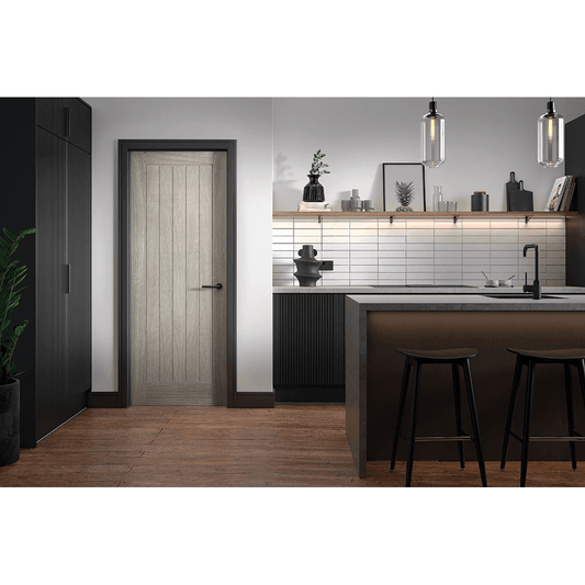 Doors2Floors Suffolk Light Grey Laminated Internal Fire Door LAMLGRCOTFC