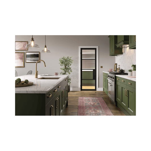 LPD Chelsea Black Internal Reeded Glazed Door CHEBLAREE