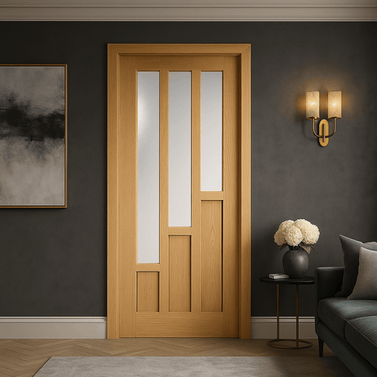 LPD Coventry Fully Finished Internal Oak Door With Clear Glass PFCOVOAKGL