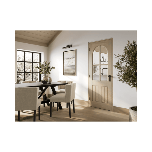 LPD Mexicano Fully Finished Blonde Oak Arched Square Glazed Internal Door BLPFOMEXARCGL