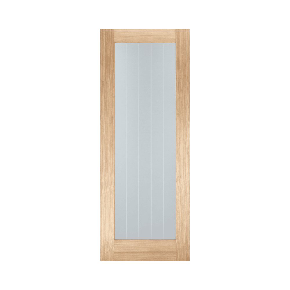 LPD Mexicano Pattern 10 Unfinished Oak Glazed Door With Frosted Lines OMEXGSO