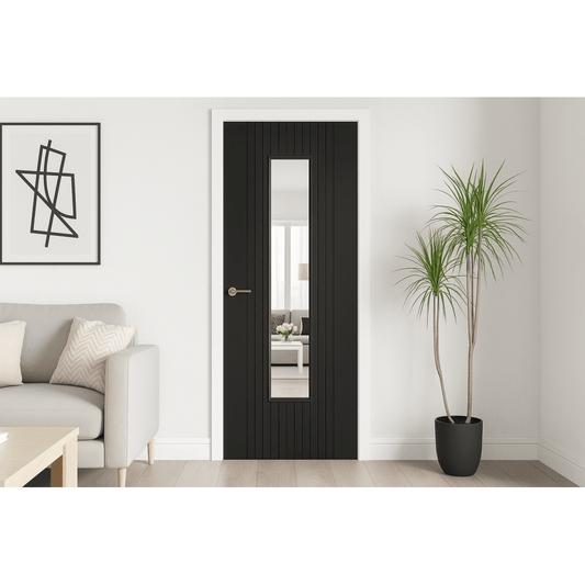 LPD Sydney Fully Finished Laminated Black Internal Glazed Door LAMBLKSYDGL