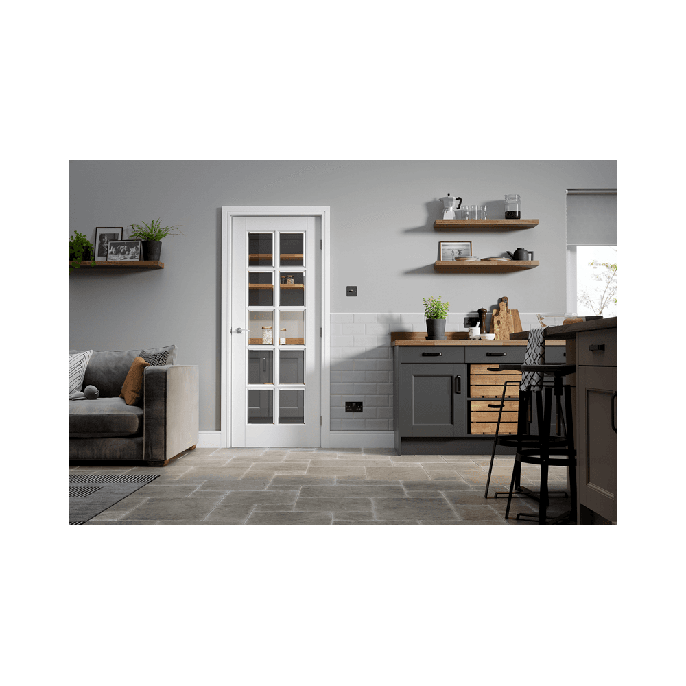 LPD Textured SA 10L Glazed White Internal Door W10L, view 2