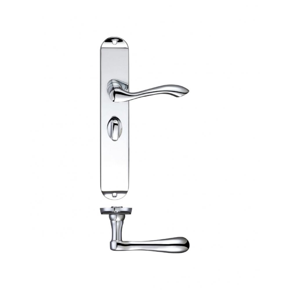 Zoo Hardware Arundel Lever Polished Brass Bathroom Long Plate 245 x 42 x 57mm(c/c) FB033