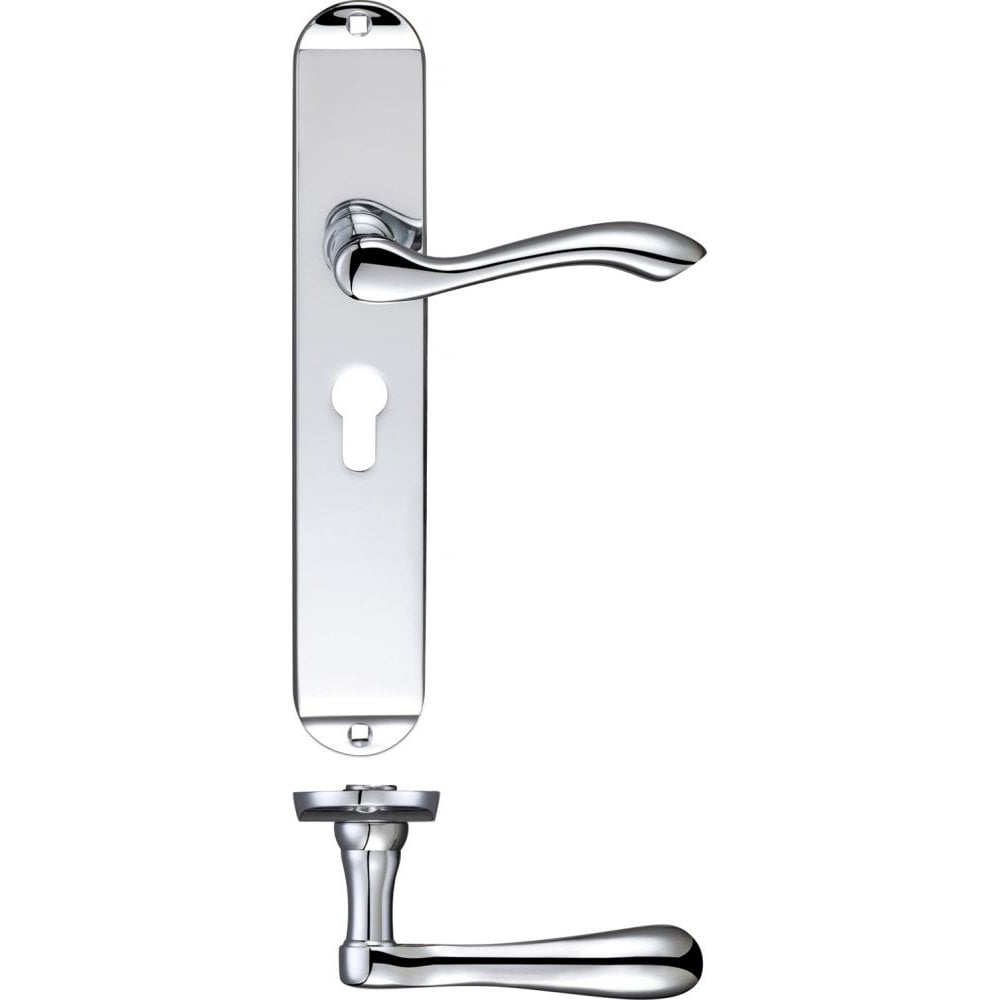 Zoo Hardware Arundel Lever Polished Chrome Euro Lock Long Plate 245 x 42 x 47.5mm FB031EPCP