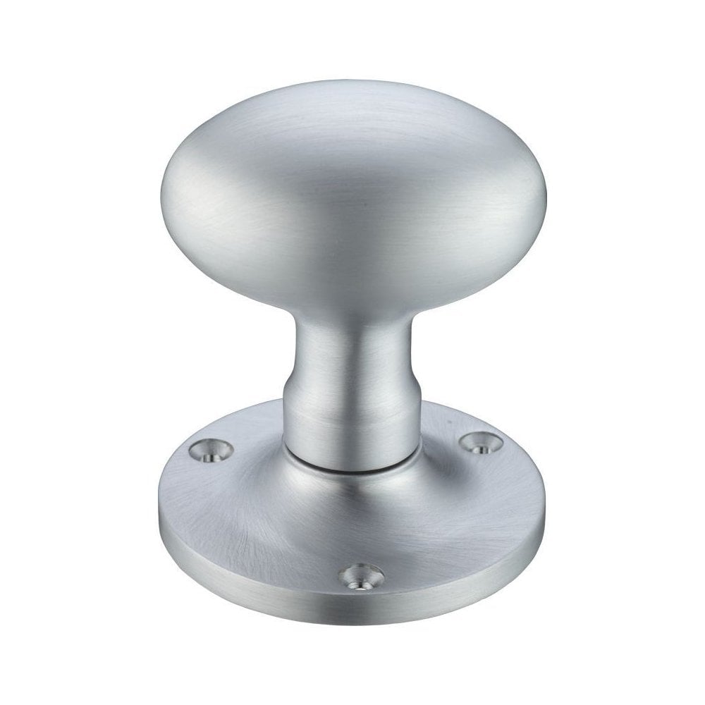 Zoo Hardware Satin Chrome Oval Mortice Knob Furniture 62.5mm Rose dia. FB200SC