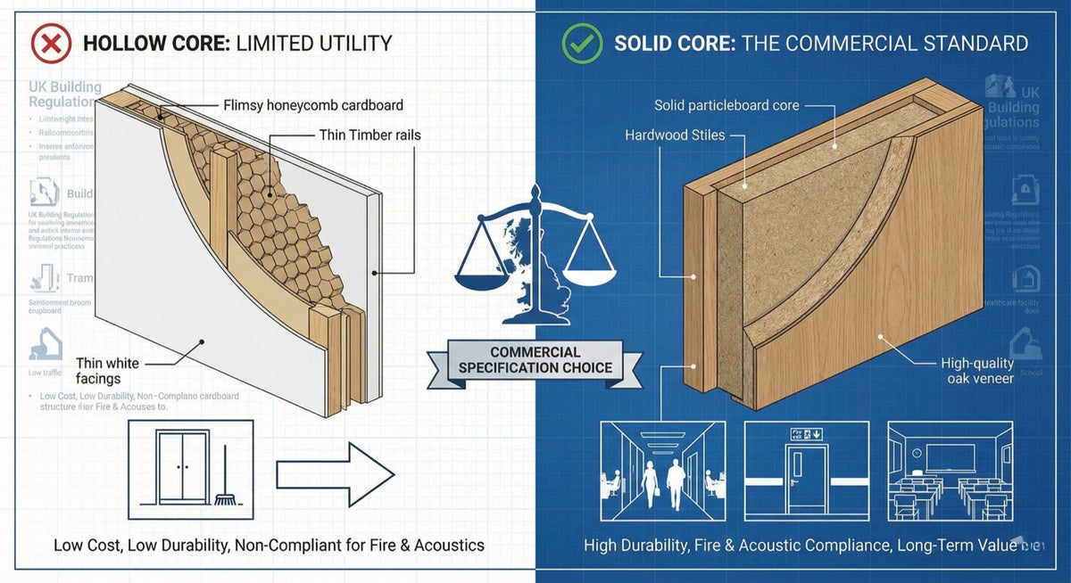 Hollow Core vs. Solid Core Internal Doors: A Comprehensive UK Commercial Guide