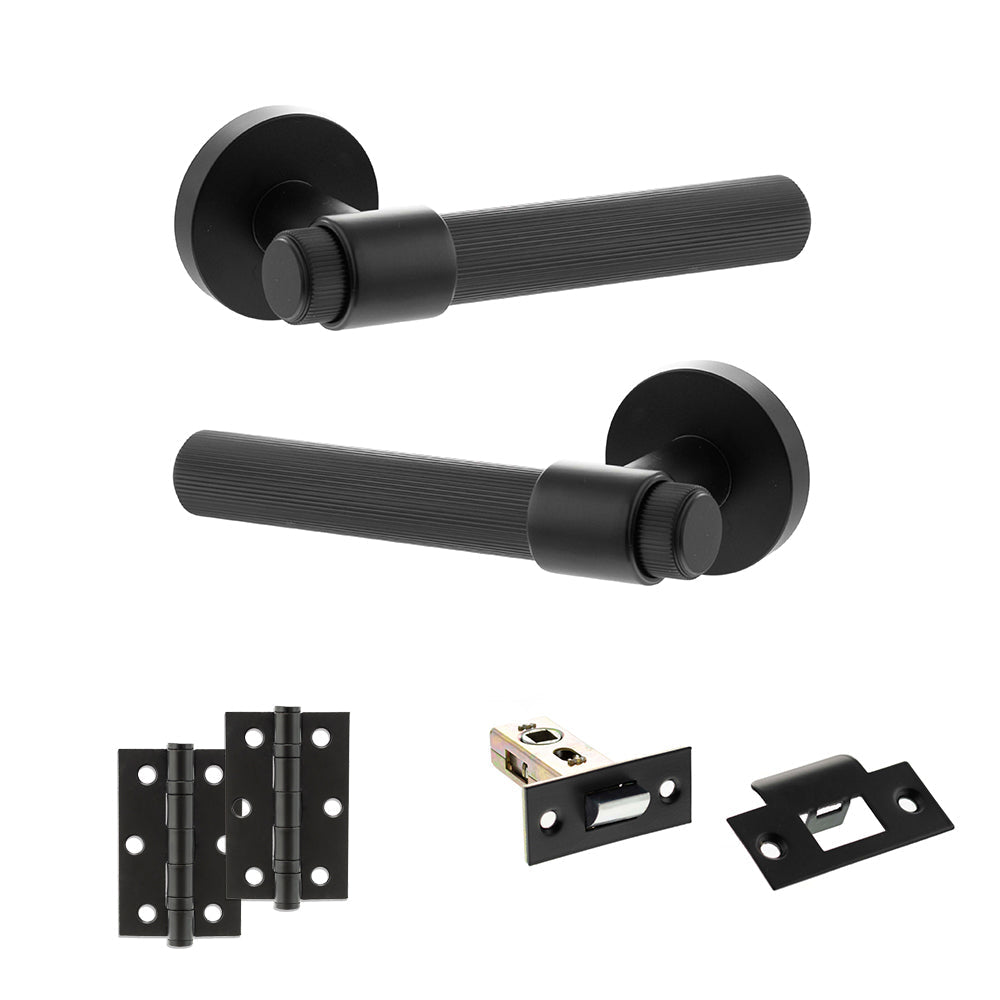 Senza Pari Fasana Door Handle Pack (Latch Set - 2.5" Latch, 3" Hinges x2) - Matt Black