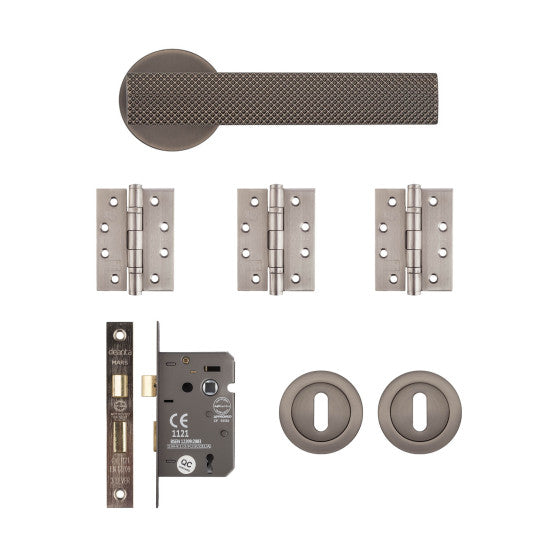 Deanta Olympia Mortice Kit Matt Satin Black Nickel Handle OLYMOKMSB